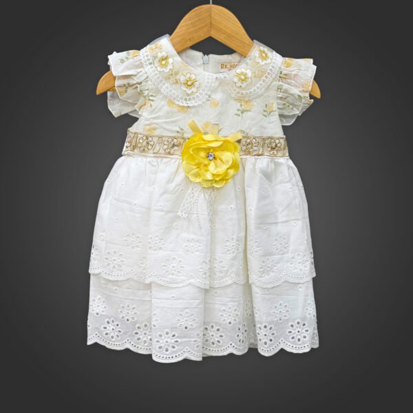 Kiddozoo Elegant Floral Embroidered Dress Set with Leggings - Size 70-100