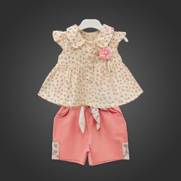 Floral Dress and Floral Detail Shorts Set for Girls by Kiddozoo