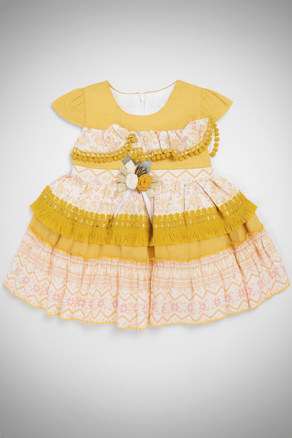 Kiddozoo Traditional Ruffle Layered Baby Dress Set with Leggings